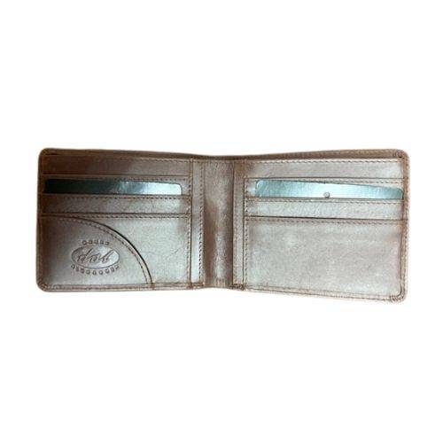 Open Derek Alexander Credit Card/Billfold Wallet showcasing multiple card slots and a spacious bill compartment in brown leather.