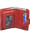 Accordion wallet showcasing ID window, card slots, and cash compartment. 