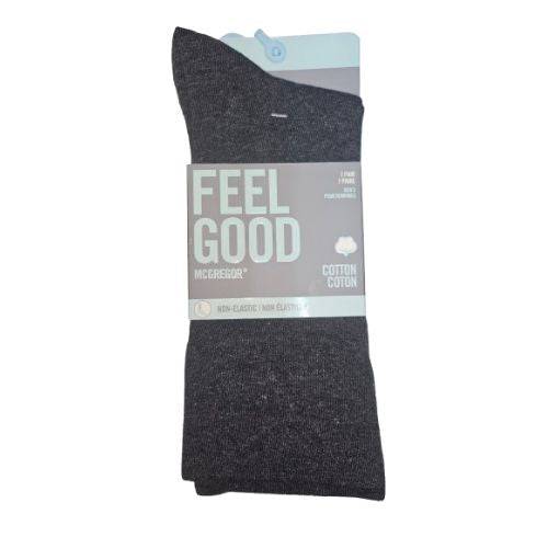 Dark gray men's cotton socks designed with a non-elastic fit, seamless toe, and circulation-boosting comfort. 