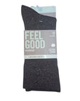 Dark gray men's cotton socks designed with a non-elastic fit, seamless toe, and circulation-boosting comfort. 