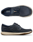 Top and profile view of Sailview lace. Shoe has a square toe box with apron stitching. 