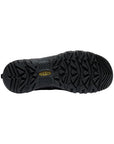 Black rubber outsole with tread and yellow KEEN logo in the center.