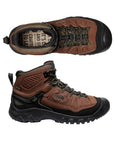 Top and side view of Targhee IV Hiker Boot. Black rubber outsole is built up around toe. Insole is beige with black lettering. 