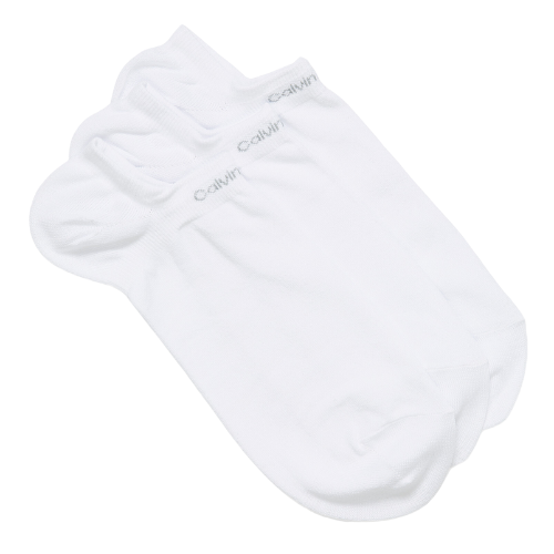 3 White ankle socks with Calvin Klein logo.