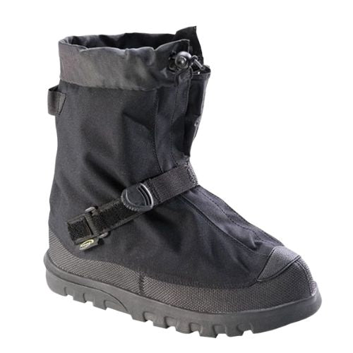 Neos Voyager Over Shoes in black with durable waterproof material, adjustable strap, and wide gusset for easy wear. 