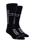 Black socks with ozzy name on foot and iconic cross symbol on sides