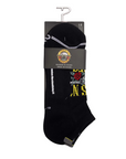 Black ankle socks with Guns n Roses logo folded in package