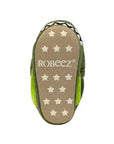 Suede slipper outsole with Robeez logo and stars. 