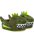 Green Rex Light-Up Slippers for kids with dinosaur design and cozy fit.