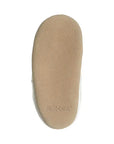 Beige suede leather outsole with Robeez logo imprinted on heel.