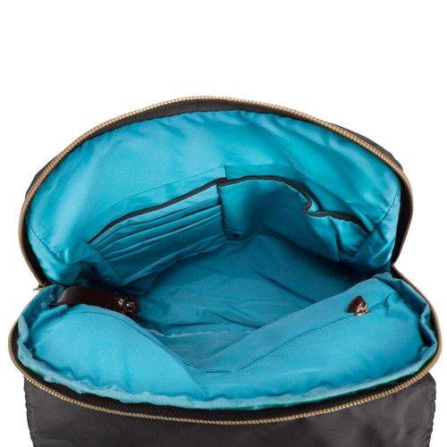 Light blue interior lining of slip back pack main compartment