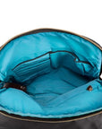 Light blue interior lining of slip back pack main compartment