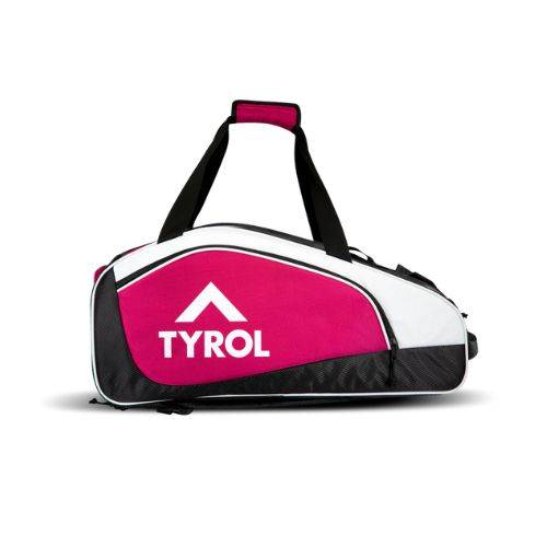 A pink TYROL sports bag with dual handles and multiple compartments.