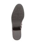 Outsole of the Gracie boot. A black rubber outsole with slight tread. 