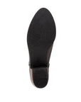 Outsole of Cora boot in grey. Black outsole that is textured for grip.