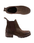 Top and profile view of Florida boot in brown. 