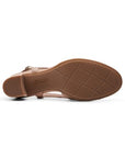 Brown outsole of Bayla Joy pump in beige. 