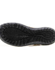 Close-up of the durable black All Terra rubber outsole of the JBU Bellerose Encore Mary-Jane Flat, designed for traction.