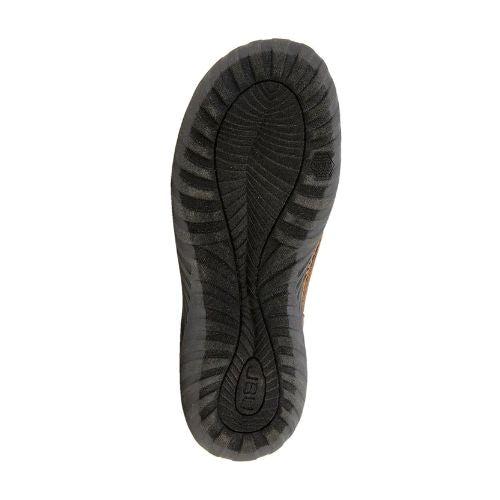 Black rubber outsole with textured tread pattern and JBU logo on heel.