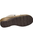 Dark brown rubber outsole, textured for grip. 