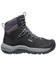 Side view of Revel IV Mid Boot. Features a pull tab on the tongue and at the heel. Small silver badge with KEEN logo is visible on the side. 