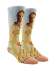 The Birth of Venus painting on a pair of socks.