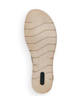 Beige rubber outsole with green Remonte logo on heel.