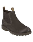 Brown Chelsea boot with dark brown elastic goring.