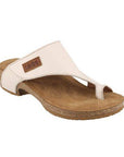 Taos Loop Sandal in white with a toe ring design, featuring a supportive cork footbed and leather upper for comfort and style.