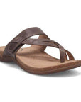 Brown Taos Perfect Slide Sandal with leather straps, supportive footbed, and flat sole.