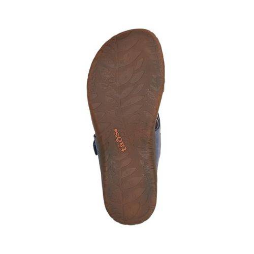 Sole view of Taos Perfect Slide Sandal showcasing durable brown outsole with textured grip. 