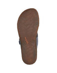 Sole view of Taos Perfect Slide Sandal showcasing durable brown outsole with textured grip. 