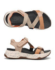 Top and side views of Super Z Backstrap Sandal featuring adjustable Velcro straps, cushioned insole, and lightweight speckled midsole.