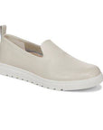 Uptown Willa Loafer in beige leather with white sole, designed for comfort with slip-on style and orthotic arch support.