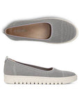 Pair of Vionic Uptown Skimmer Knit Ballet Flats in gray with white soles.