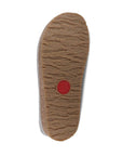 Textured brown rubber outsole with red Haflinger logo in the center. 