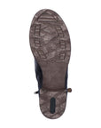 Brown rubber outsole with green Remonte logo on heel.