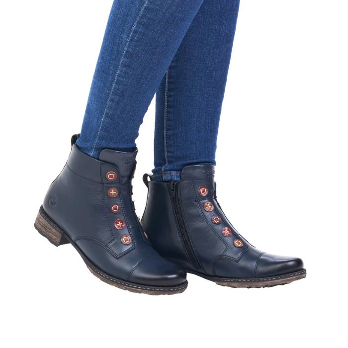 Navy ankle boots low heel sale