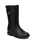 Tall black boot with side silver buckle