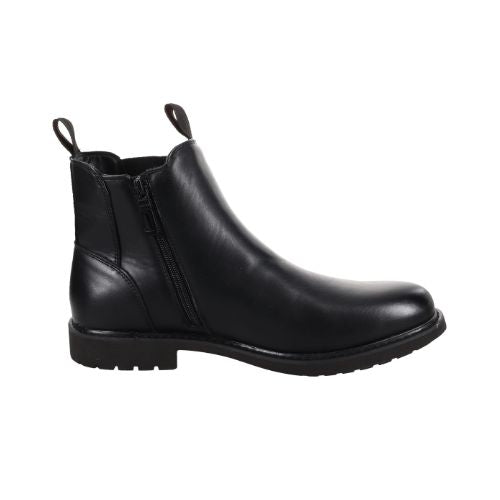 Profile view of the Devlan Chelsea boot. Featuring a black inside zipper. 