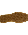 An Ecco brown outsole of raised rubber circles, each with a lowercase "e" inside .