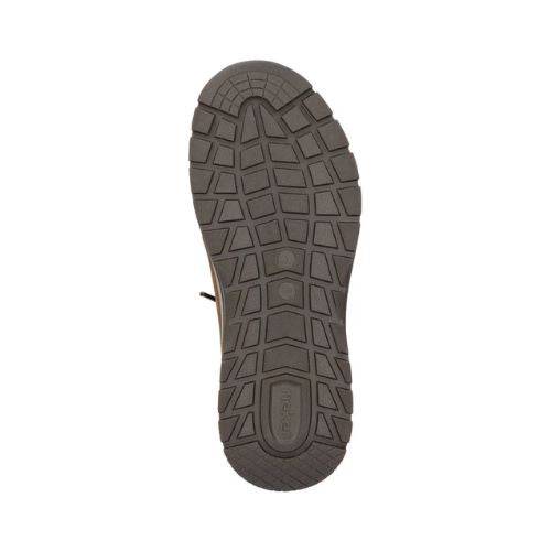 Brown rubber outsole with Rieker logo in heel.