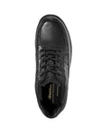 Top view of Midland Lace-Up in black. Dunham logo is visible on the tongue and insole. 