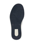 Dark blue light treaded outsole with white Rieker logo on heel.