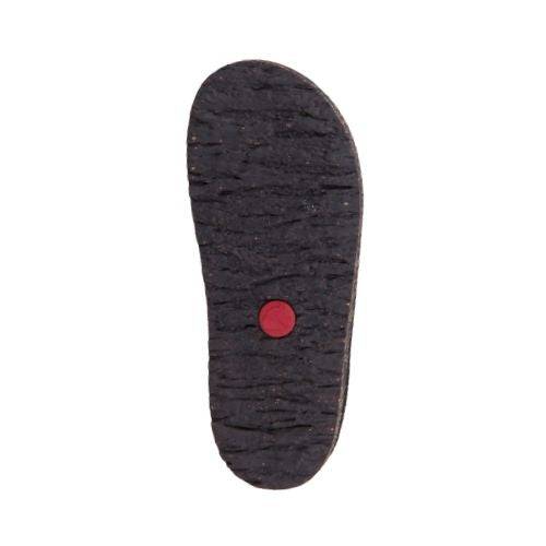 Sole view of Haflinger Men's Manhattan Wool Clog featuring a textured rubber outsole with a red accent for durability and grip.