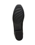 Outsole of Juliet Shine in black. Textured black rubber outsole with Clarks logo. 