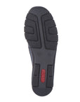 Black rubber outsole with red Rieker logo on heel.