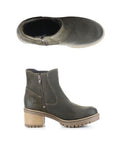 Top and profile view of Mercy Chelsea boot. Featuring an inside zipper. 