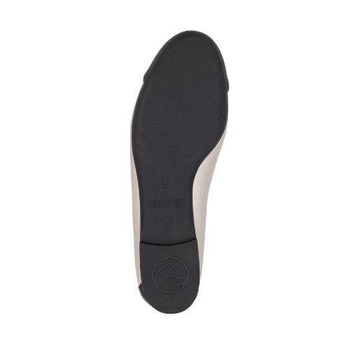 Black light treaded ballet flat outsole with Remonte logo in middle and on heel.