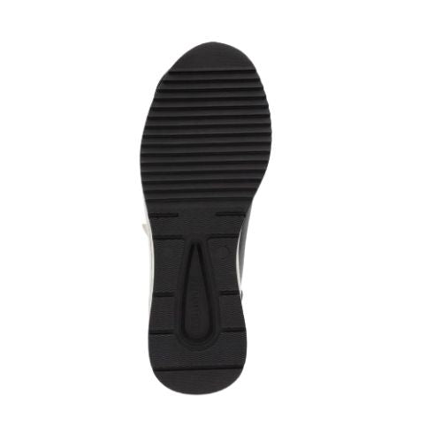 Black treaded outsole with Remonte logo stamped at heel